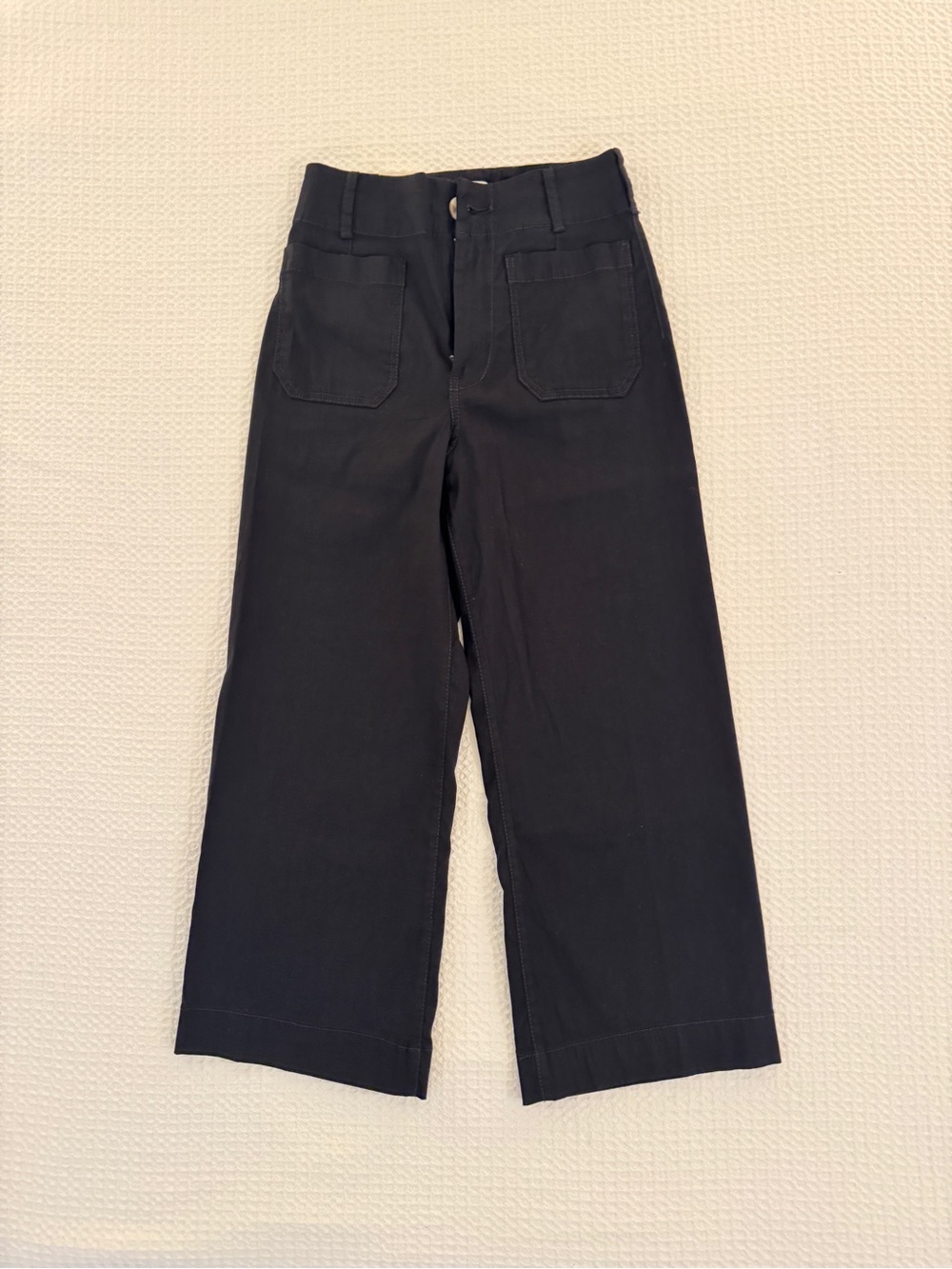 Maeve Colette Magic Fabric Cropped Wide-Leg Pants, Black, size 27P
